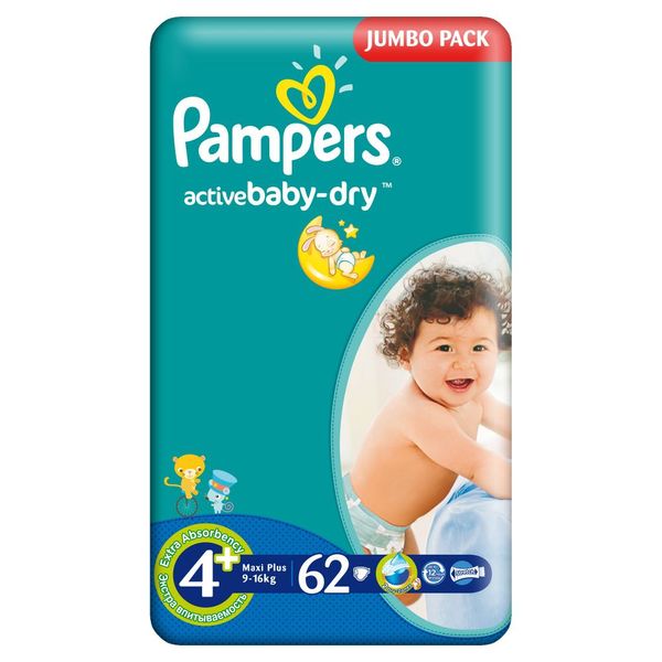 Pampers Scutece Jumbo 4+ 9-20 kg, 62 buc ID999MARKET_5303527 фото