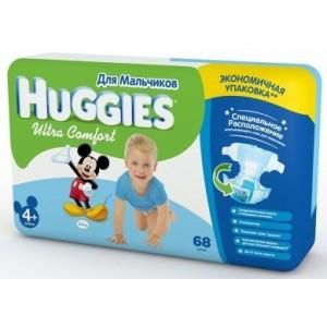 Huggies подгузники Ultra Comfort 4+ для мальчиков 10-16кг, 68шт ID999MARKET_5303534 фото